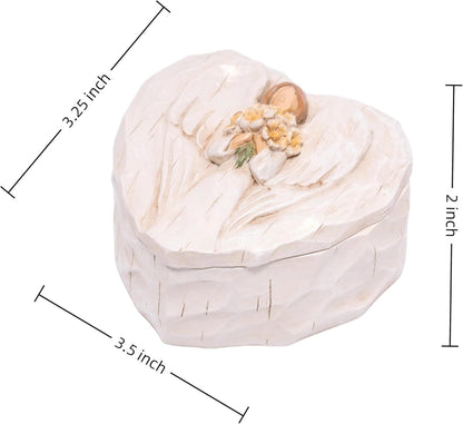 Angel Heart Jewelry Box, Bless You Resin Trinket Box for Women, Mother's Day Birthday Gift, March Birthday Gifts for Women, Valentine's Day Keepsake Decor