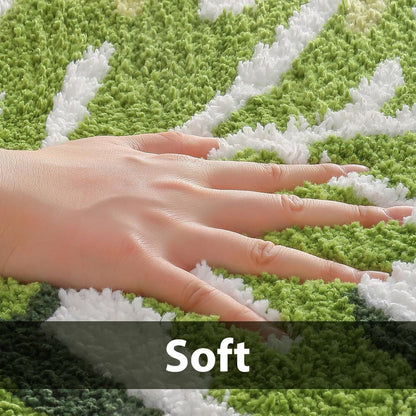 Leaf Bath Mat - Soft, Green MonsteraNon-Slip Leaves Rug, Tropical Flower Bath Mat for Bathroom, Plush & Machine Washable, Fun Bathroom Rugs, 19.6x39.3 Inches (Green Monstera, 40 x 20 in)