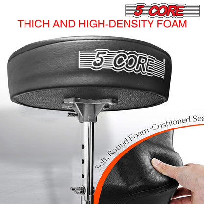 5 Core CHROME PRO Universal Drum Chair Round Padded Seat Throne Drum Stool Stand DS CH BLK