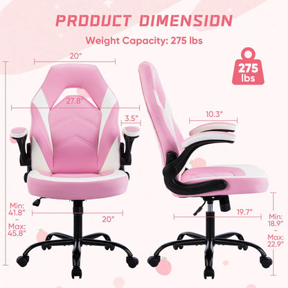 Ergonomic Office Computer Home Gaming Desk Chair Adjustable PU Leather Racing Chair Flip-up Armrest For Christmas Furniture