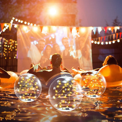 2Pcs Floating Pool Lights 14in Solar Powered Pool Balls IP68 Waterproof Inflatable Pool Decoration Lights with Remote Control 3 Light Modes Timer Adjustable Brightness