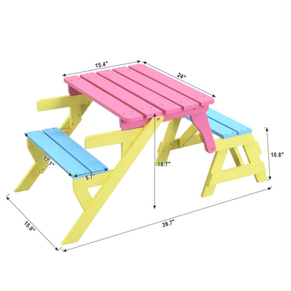 KID'S MULTI-FUNCTIONAL ARM CHAIR,TABLE+ 2 BENCHES (All-in-one)