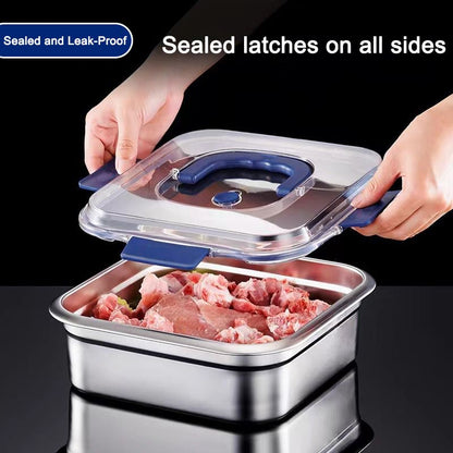 Yakimoto 2/4/6/8/10 PCS Extra-Large Stainless Steel Food Storage Containers With Blue Lids - Deep Design, Airtight Seal, Perfect For Refrigerator Organization, Meal Prep, Lunch Boxes & Kitchen Pantry