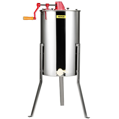 VEVOR Manual Honey Extractor, 3 Frames Honey Spinner Extractor, Stainless Steel Beekeeping Extraction, Honeycomb Drum Spinner with Lid, Apiary Centrifuge Equipment with Height Adjustable Stand