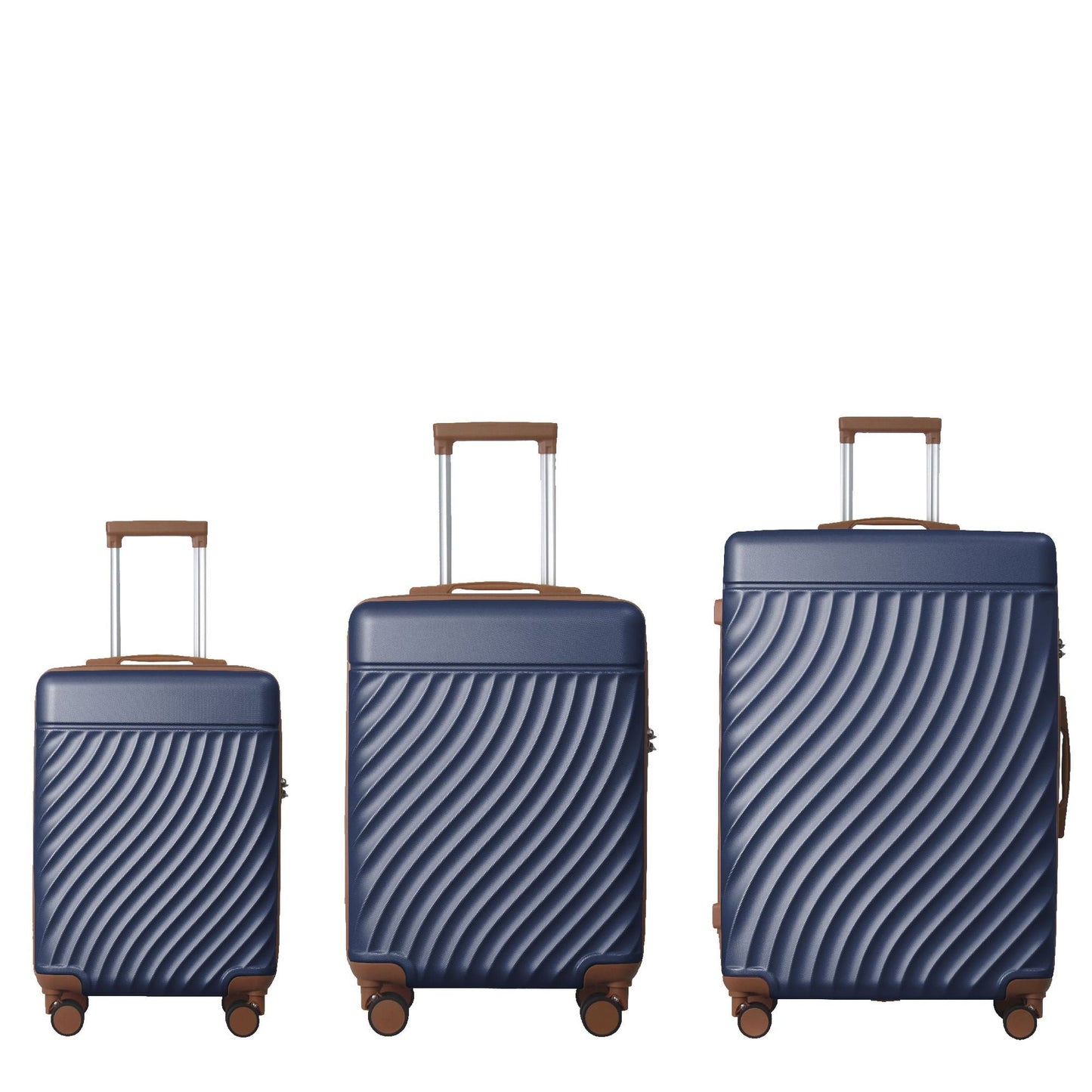 Luggage Sets ABS Hardshell 3pcs Luggage, Lightweight Durable Suitcase sets Spinner Wheels Suitcase with TSA Lock 20''24''28'' Available(Navy Blue)