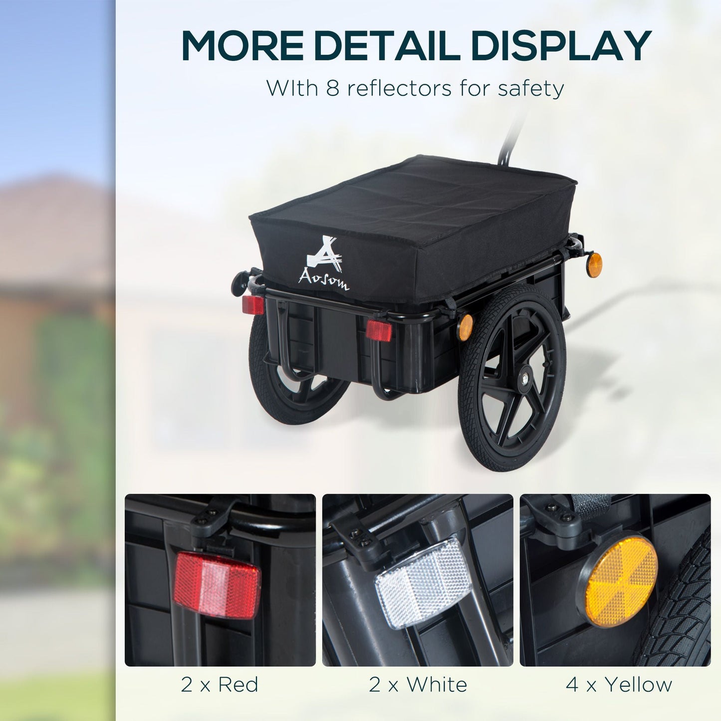 Bicycle Cargo Trailer with Removable Box and Waterproof Cover, Bike Wagon Trailer with Two 16in Wheels