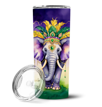 Elephant King of Mardi Gras Stainless Steel Skinny Tumbler Vacuum Double Walled Reusable Insulated Tumbler Travel Cup for Coffee Cocktails Gift with Lid, 20 oz