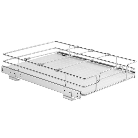 VEVOR 12.5"Wx16.5"Dx3.5"H Pull Out Cabinet Organizer, Heavy Duty Slide Out Pantry Shelves, Steel Roll Out Drawers, Sliding Drawer Storage for Home Under Sink, 14"Wx17.5"Dx7"H Install Size for Cabinet