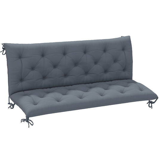 3 Seater Outdoor Seat Pads Bench Swing Chair Replacement Cushions Backrest for Patio Garden, Dark Grey