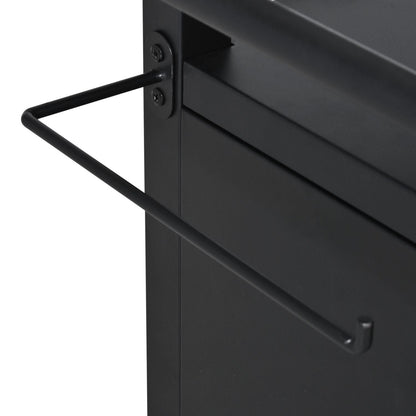 K&K 33.9" Outdoor Grill Cart with Drop Leaf, Outdoor Metal Bar Cart Pizza Oven Table with Wheels, Stainless Steel Top, Outdoor Kitchen Island with Storage Cabinet & Spice & Paper Rack for BBQ, Waterpr