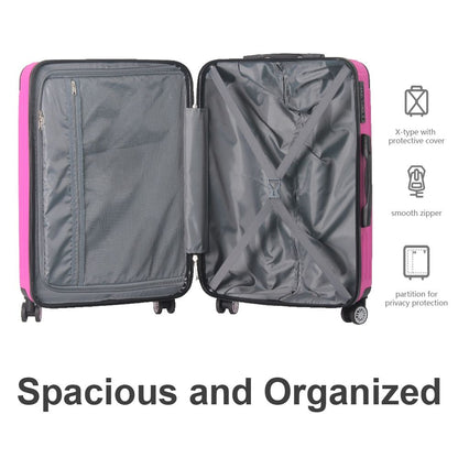3-Piece Lightweight ABS Hardshell Luggage Set (20", 24", 26") in Honey Powder with Spinner Wheels, TSA Lock, and Adjustable Telescopic Handle - Durable Travel Suitcases