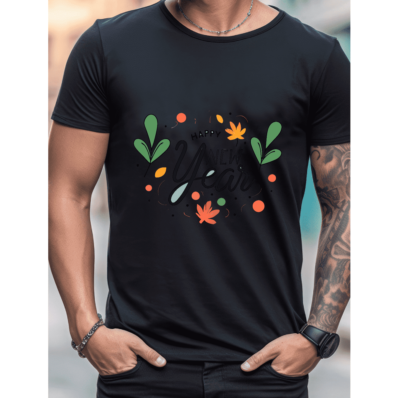 2025 New Year Cotton T-Shirt for Men - Stylish & Comfortable Short Sleeve Tee for All Seasons