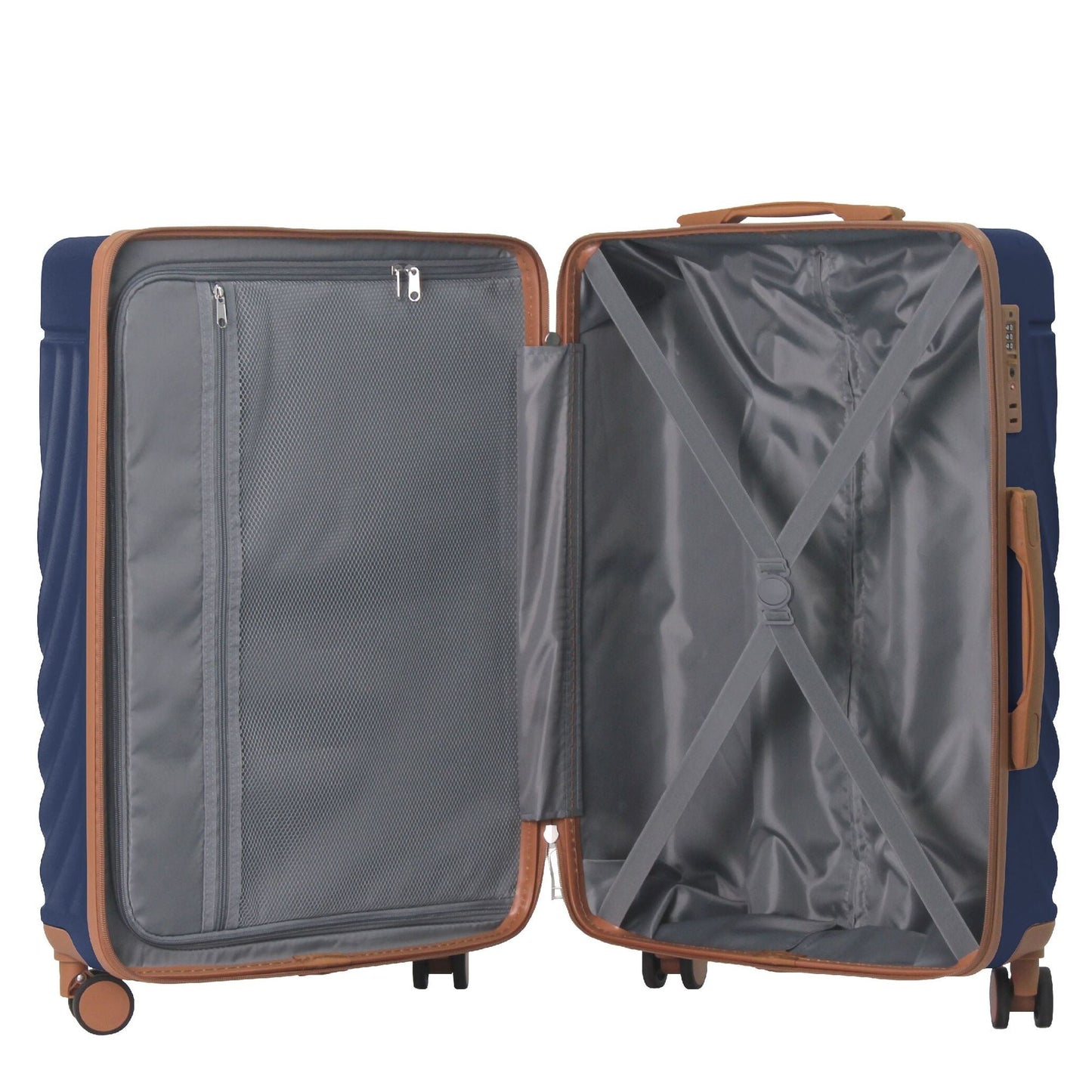 Luggage Sets ABS Hardshell 3pcs Luggage, Lightweight Durable Suitcase sets Spinner Wheels Suitcase with TSA Lock 20''24''28'' Available(Navy Blue)