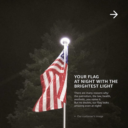Deluxe Flag Pole Light Solar Powered - 1300 Lumen Solar Light for Flagpole - Light Up American Flag Outdoor with Solar Flag Pole Light from Dusk to Dawn for 12+ Hours; Silver Flag Light