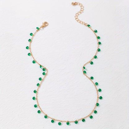 St. Patrick's Day Vintage Irregular Green Pendant Necklace Neck Chain Choker
