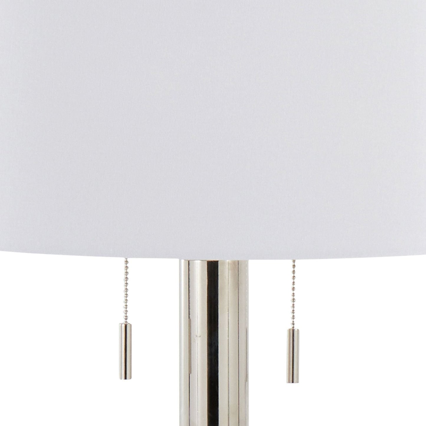 Master 29" Contemporary Metal Table Lamp in Polished Nickel and White Linen Shade from Grandview Gallery by - Set of 2