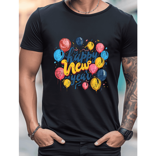 2025 New Year Cotton T-Shirt for Men - Stylish & Comfortable Short Sleeve Tee for All Seasons