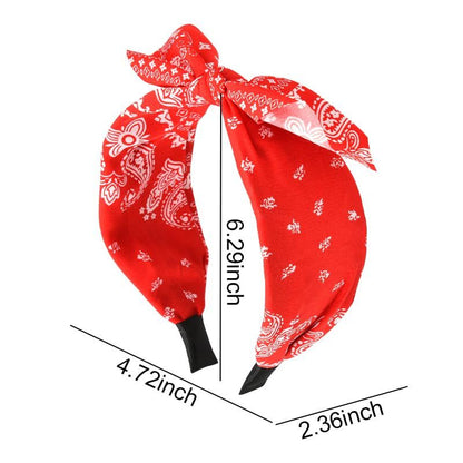 Bandana Headbands with Knotted Bow and Rabbit Ear Design for Women and Girls - Black Bowknot Hairband Accessories