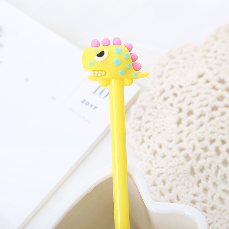 1pc/4pcs Creative Cartoon Tyrannosaurus Water Based Signature Pen Neutral Pen Gel Pen Learning Office Stationery 0.5mm Black Refill