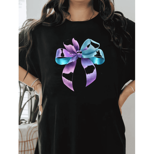 Casual Women's Cotton T-Shirt with Bow Detail - Trendy and Comfortable for Every Season