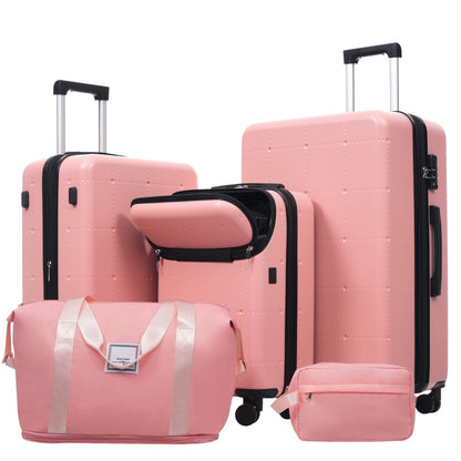 Hardside Luggage Set 5 Piece with Bags,20IN Half-opening Carry on Luggage with USB Port, Expandable 24IN 28IN Luggage with Double Spinner Wheels TSA Lock
