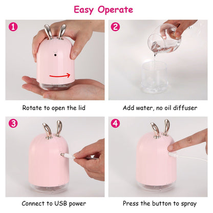 220ml Cool Mist Humidifier Ultrasonic Air Diffuser Atomizer w/7 Color Breathing Lights