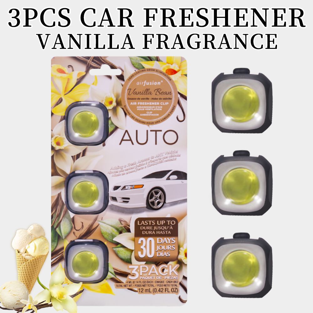 3 Pack Car Air Fresheners - Long Lasting Vent Clips For Men & Women, 3 Pack Up To 90 Days Fits All Car Refresher Odor Eliminator, New Car Scent Variety Pack