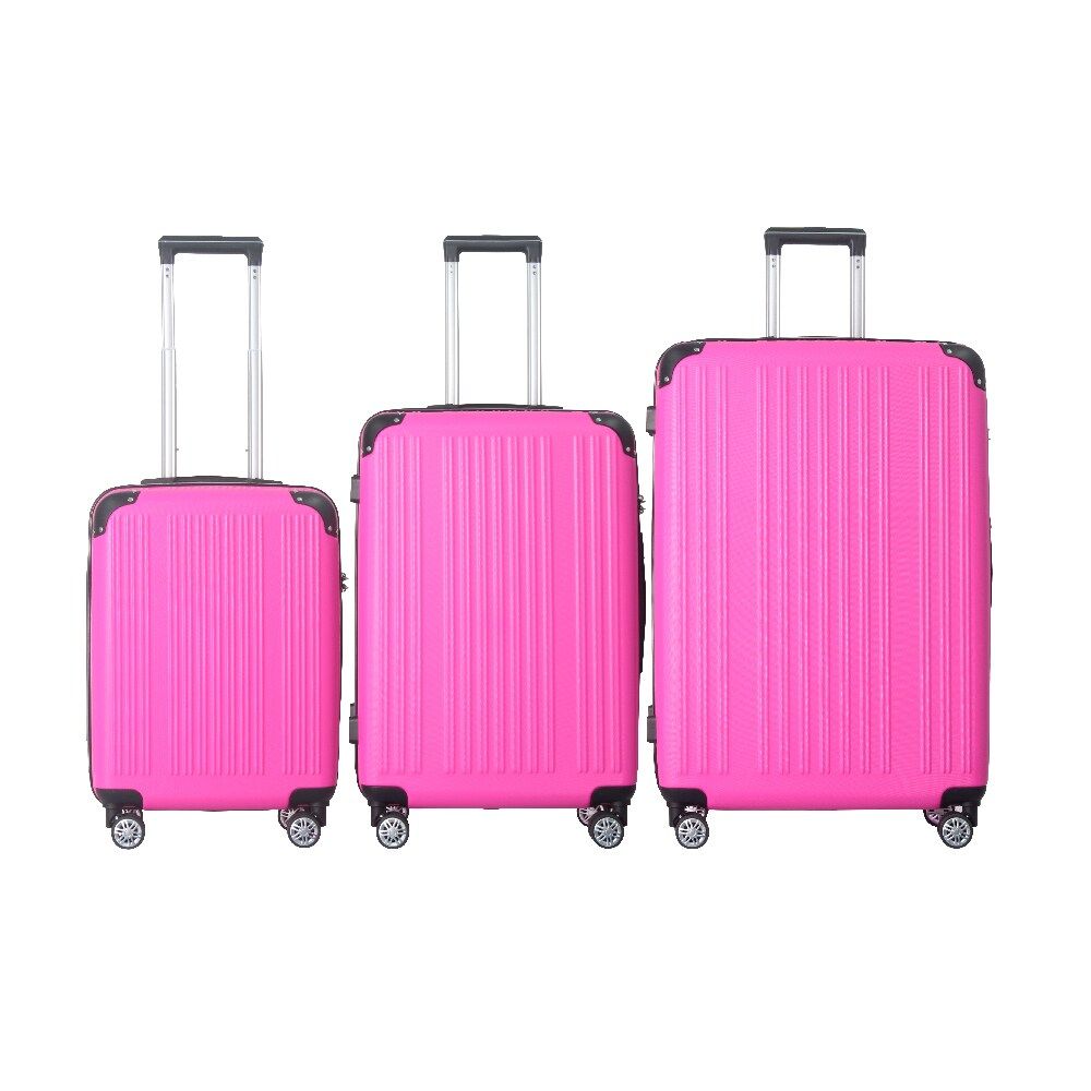 3-Piece Lightweight ABS Hardshell Luggage Set (20", 24", 26") in Honey Powder with Spinner Wheels, TSA Lock, and Adjustable Telescopic Handle - Durable Travel Suitcases