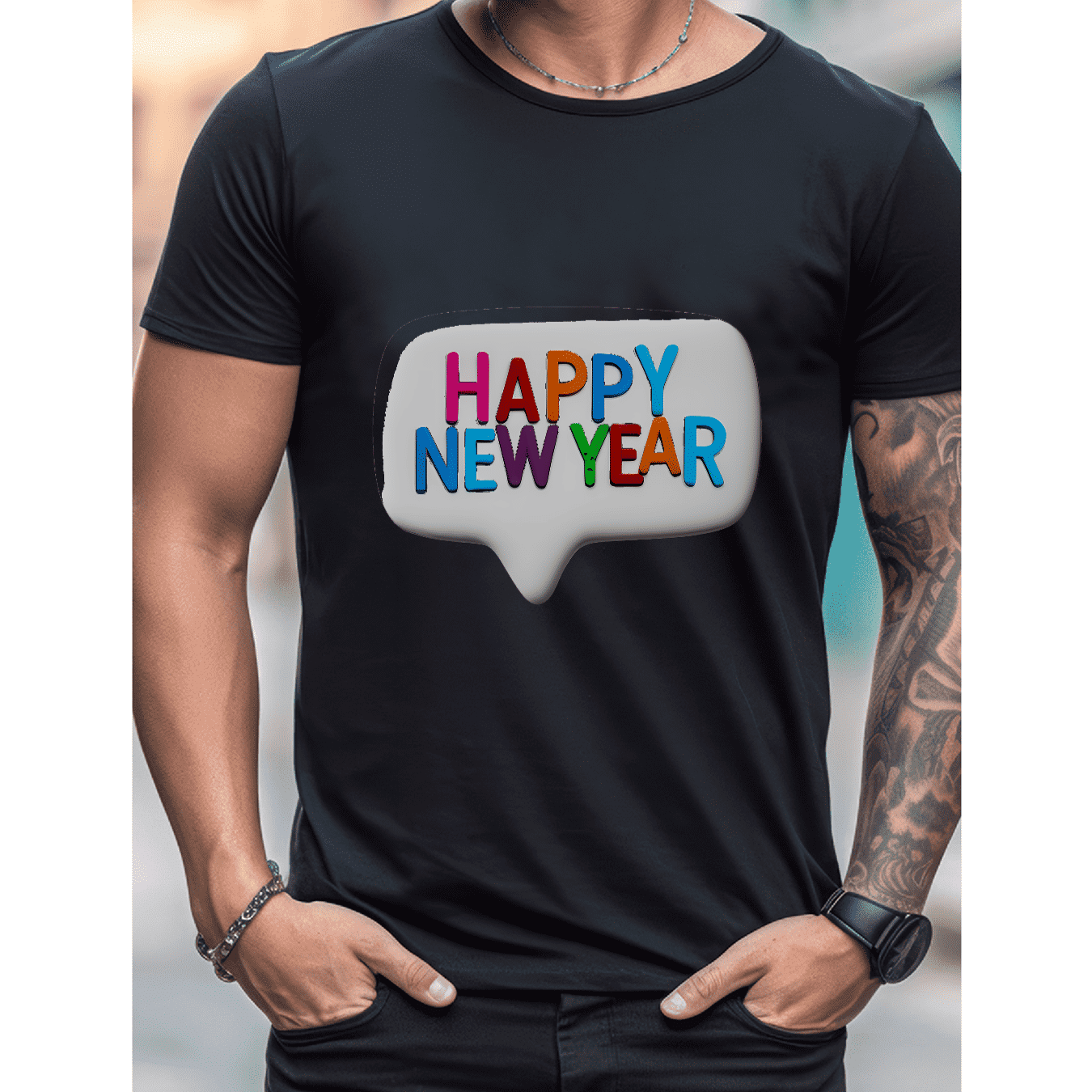 2025 New Year Cotton T-Shirt for Men - Stylish & Comfortable Short Sleeve Tee for All Seasons