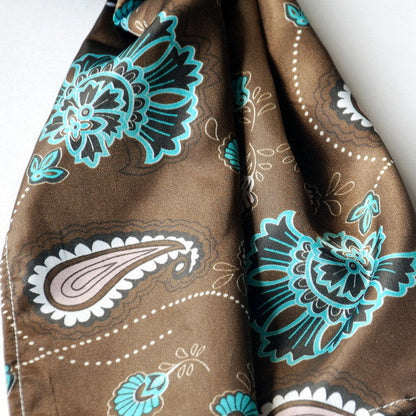 Blando Dark Brown Paisley & Flower Pattern Elegant Extremely Soft Silk Scarf/Wrap/Shawl(Small)
