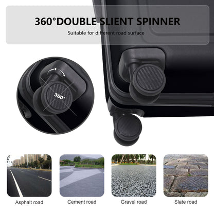 Luggage Sets ABS Hardshell 3pcs Luggage, Lightweight Durable Suitcase sets Spinner Wheels Suitcase 20''24''28'' (BLACK)