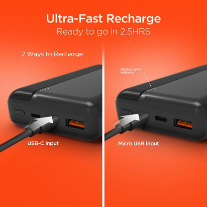 HyperGear 20000mAh 20W PD + USB Power Bank Black