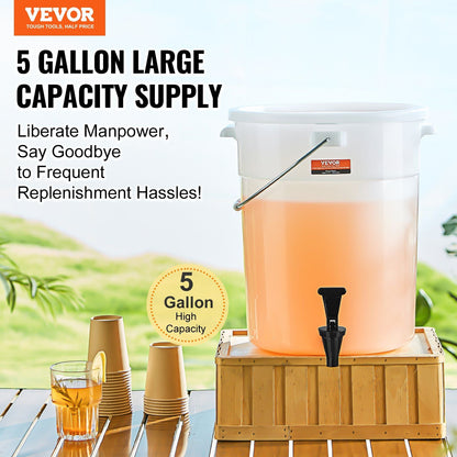 Beverage Dispenser, 5 Gallon Drink Dispensers for Parties, Plastic Juice Dispenser with Spigot and Lid, Iced Tea Lemonade Juice Water Dispenser, for Restaurants, Hotels, Parties