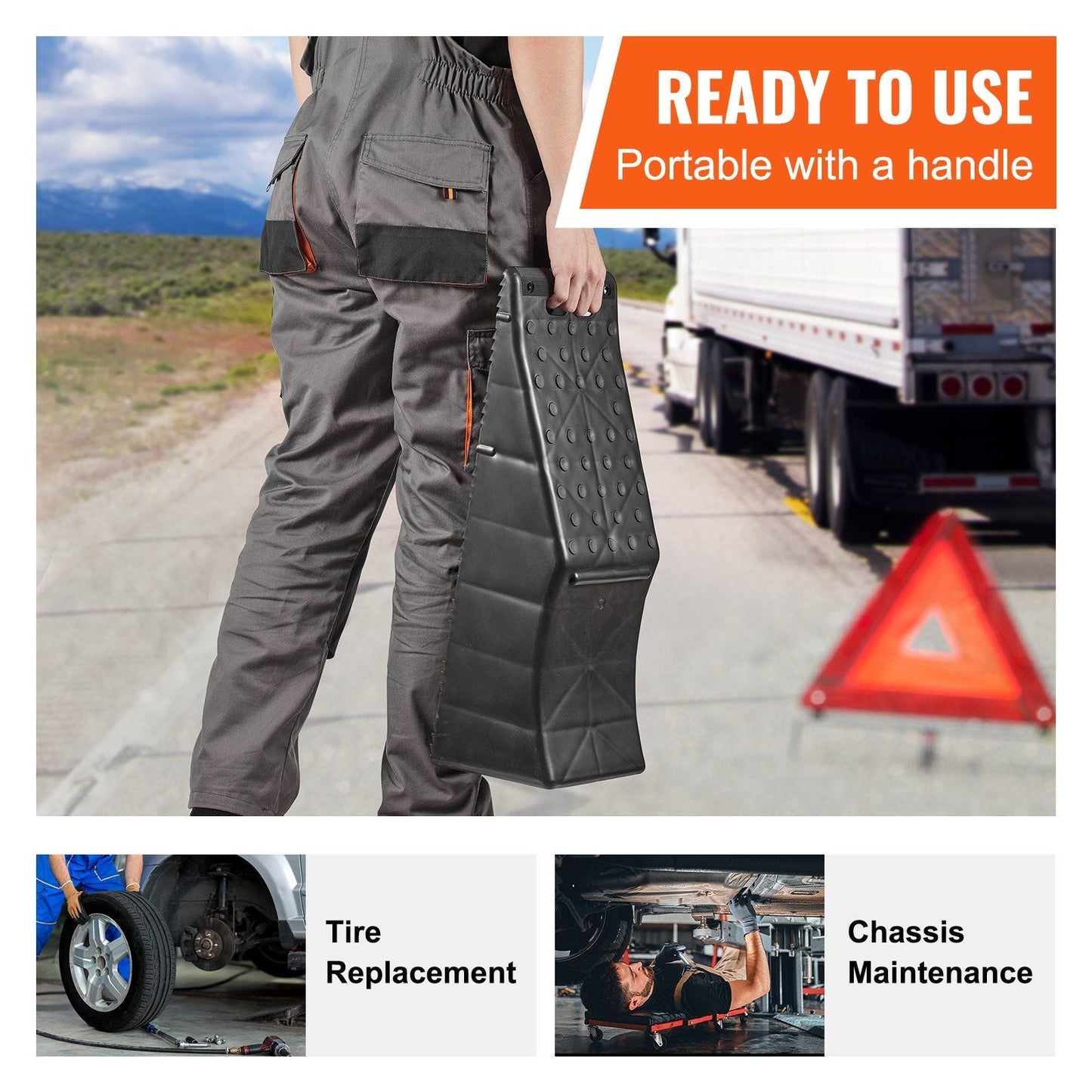Vehicle Ramp, Single Unit Auto Service Ramp, 20000 lbs/9 ton Load Limit, 5.5" Elevation Auto Ramp, Robust Tire Ramp for Routine Car Care and Vehicle Upkeep
