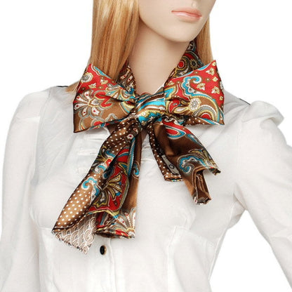Blando Coffee Paisley & Multi-Pattern Fashion Graceful Soft Silk Scarf/Wrap/Shawl(Large)