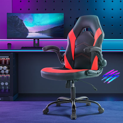 Ergonomic Office Computer Home Gaming Desk Chair Adjustable PU Leather Racing Chair Flip-up Armrest For Christmas Furniture