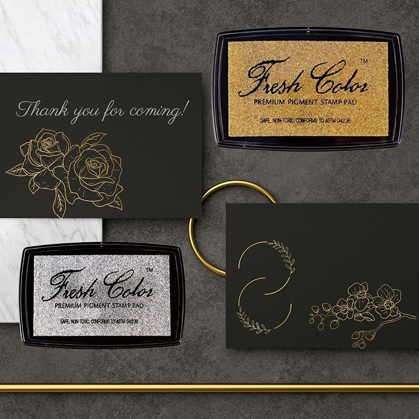 Stamp Pad;  Ink Pads for Rubber Stamps;  Wedding Card;  Wedding Invitation;  Stamps for Crafts;  Scrapbooking Supplies;  Card Making;  Permanent Ink Pads;  Non Toxic;  Safe (Gold Ink Pad)