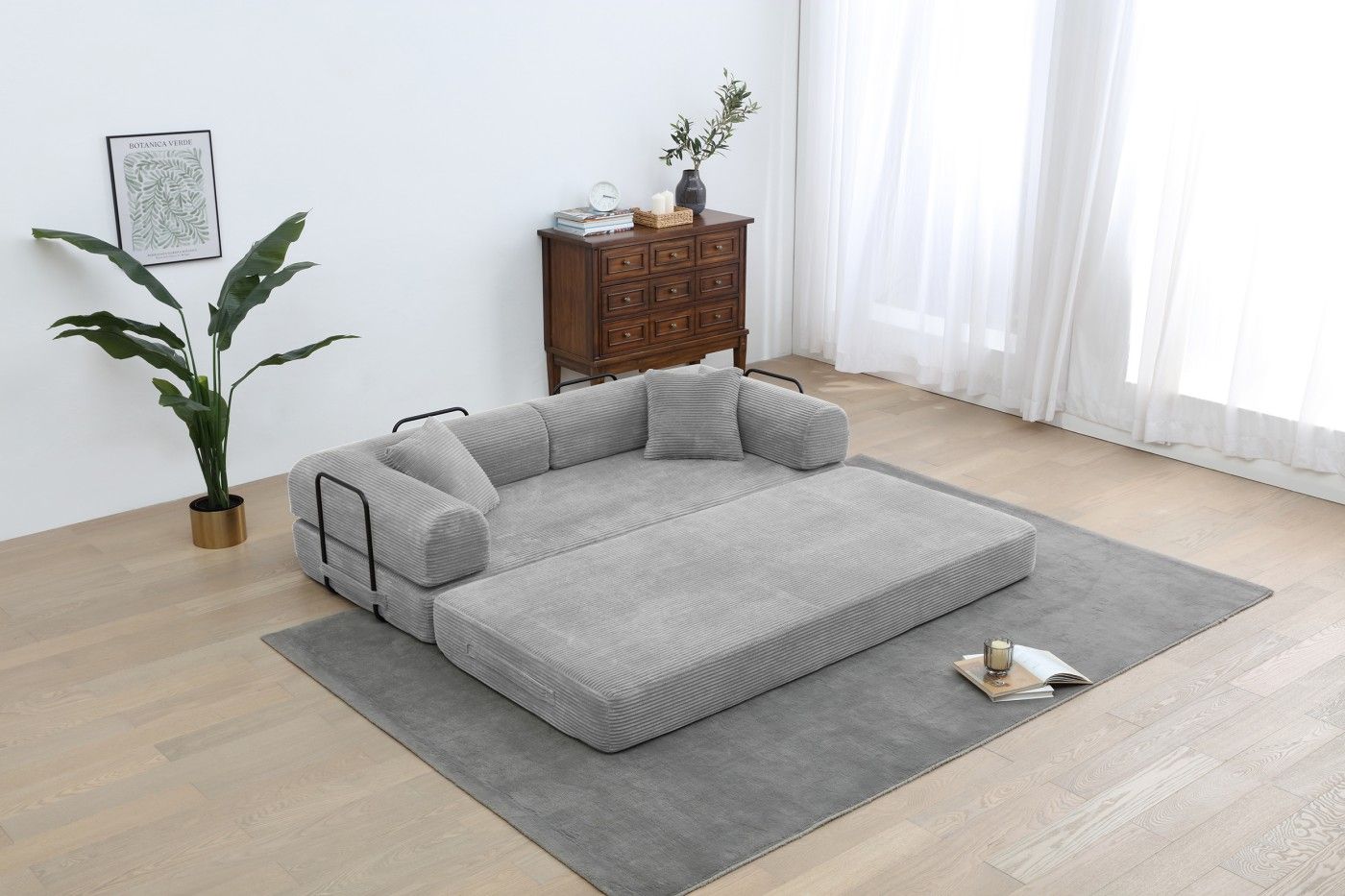 77.9'' Convertible Folding Sofa Bed – 4-in-1 Modular Floor Couch, Corduroy Small Cloud Couch, Compressed Foldable Sleeper Sofa, King Size Futon for Bedroom, Guest Room (Pink)