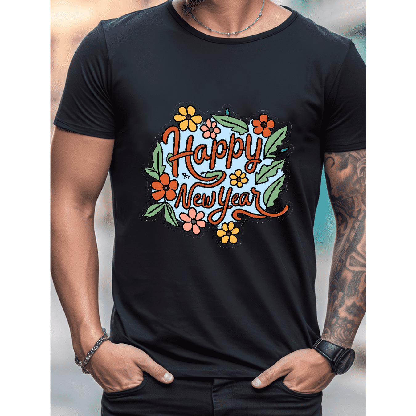 2025 New Year Cotton T-Shirt for Men - Stylish & Comfortable Short Sleeve Tee for All Seasons