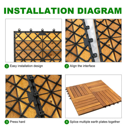 Acacia Wood Assembled Flooring , 10pack, 12 in. x 12 in.