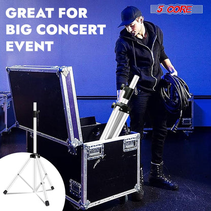 5 Core Speaker Stand Tripod Floor Tall Adjustable Up to 72 Inch DJ Studio Monitor Stands Pole Mount - SS ECO 1PK WOB