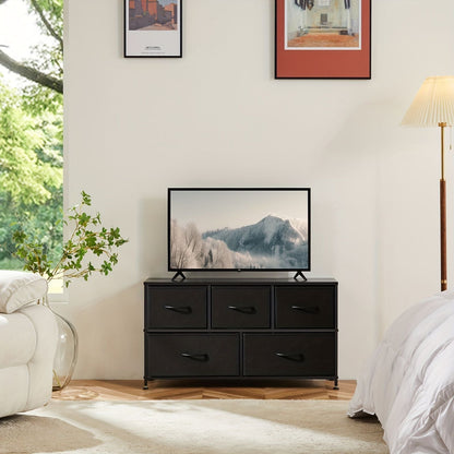 Dresser for Bedroom Storage Drawers Fabric Storage Tower with 5 Drawers, Chest of Drawers with Fabric Bins