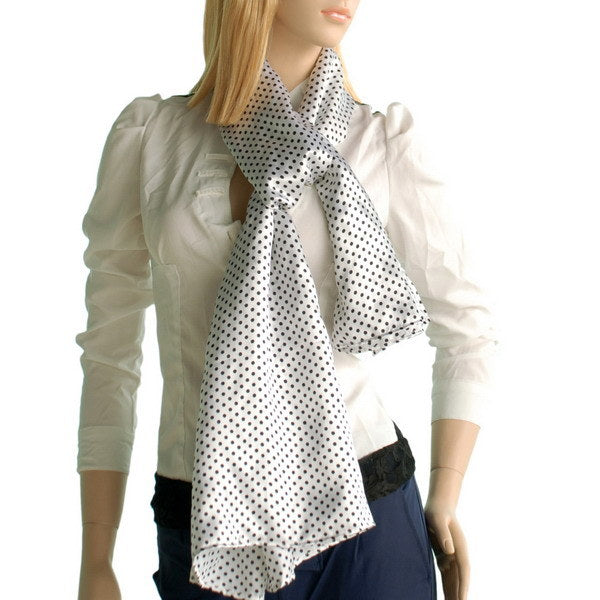 Blando White Background Small Cute Black Dot Design Soft Silk Scarf/Wrap/Shawl(Large)