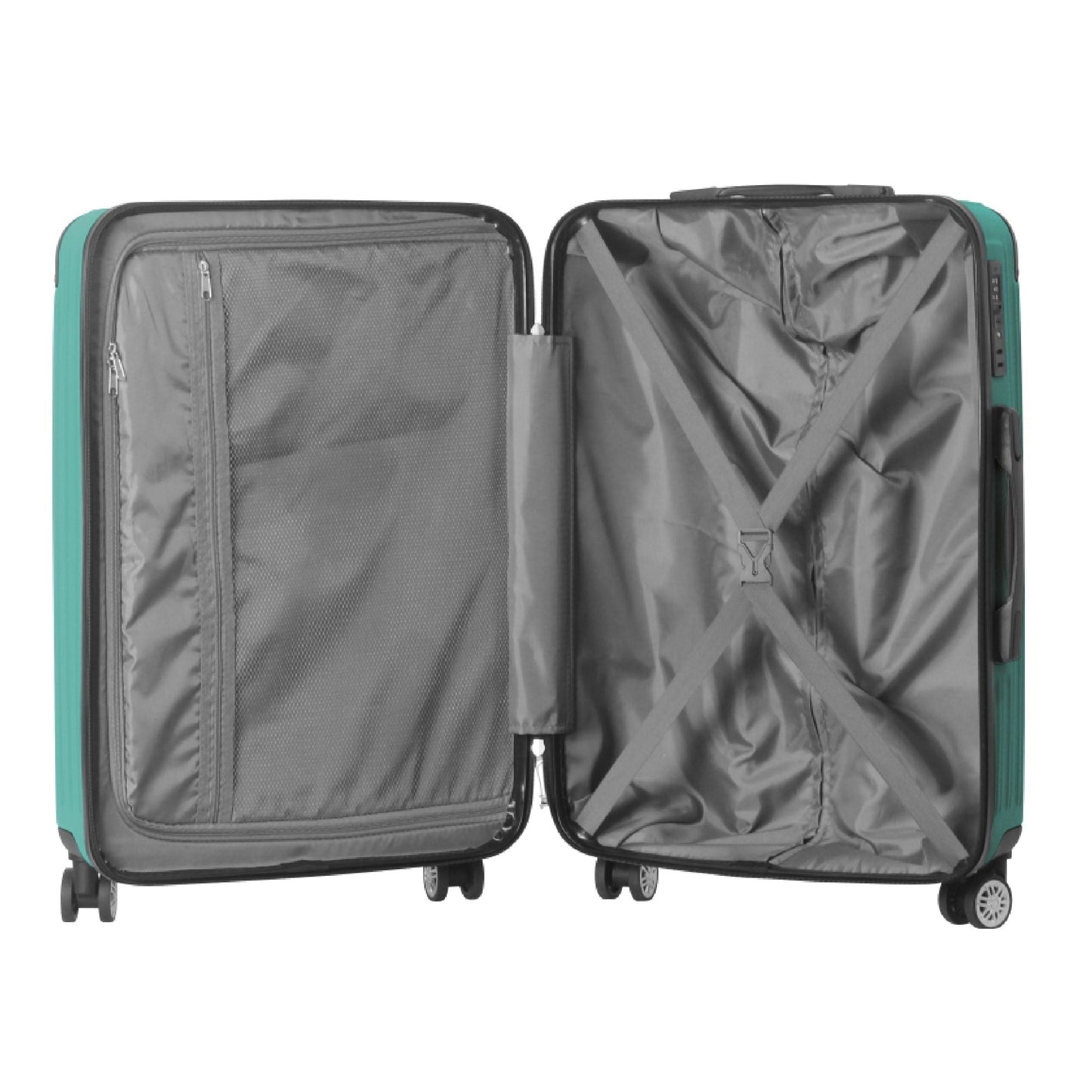 3-Piece Lightweight ABS Hardshell Luggage Set (20", 24", 26") in Fresh Green with Spinner Wheels, TSA Lock, and Adjustable Telescopic Handle - Durable Travel Suitcases