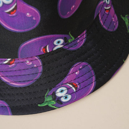 fisherman hat vegetable eggplant pattern hat tide double-sided wear European and American creative basin hat cover face breathable hat cartoon