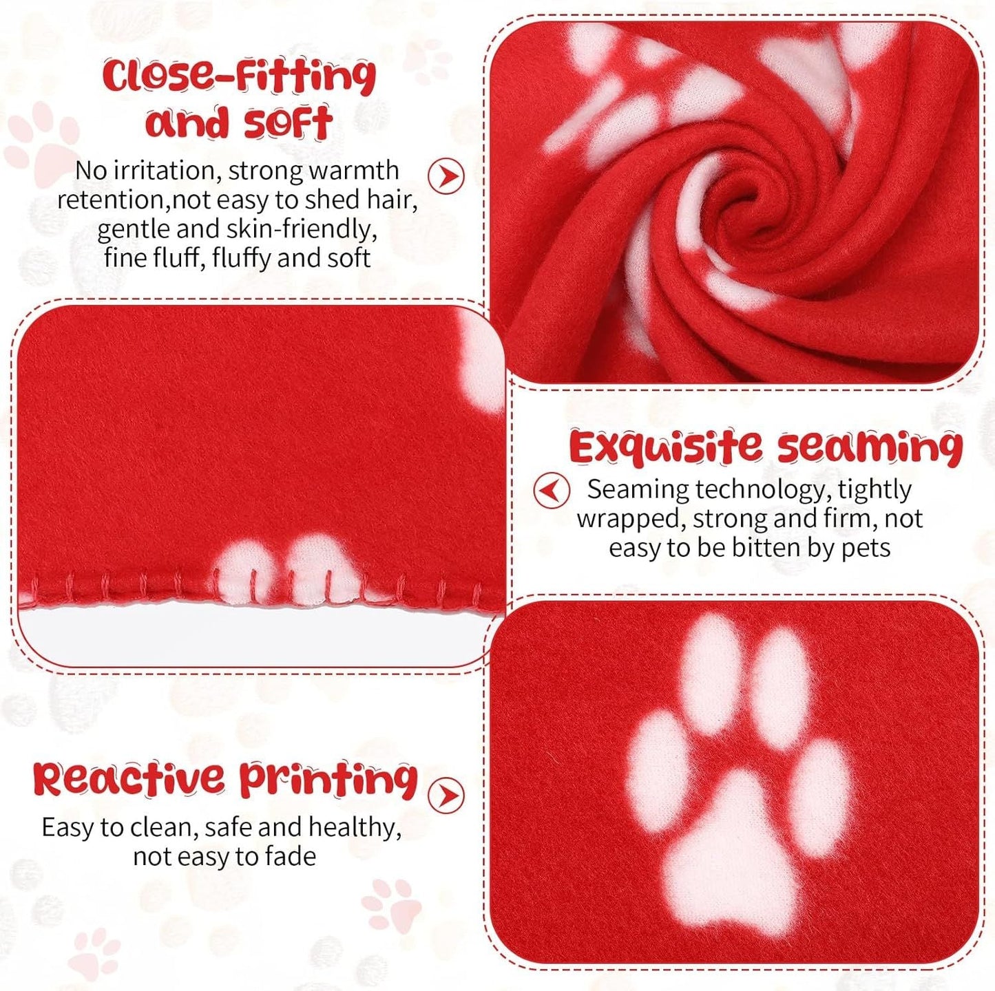 10 Pieces Pet Blankets with Paw Print Dog Cat Fleece Blankets Soft Warm Sleep Mat Pad Bed Cover for Kitten Puppy and Other Small Animals, 24 x 28 Inch