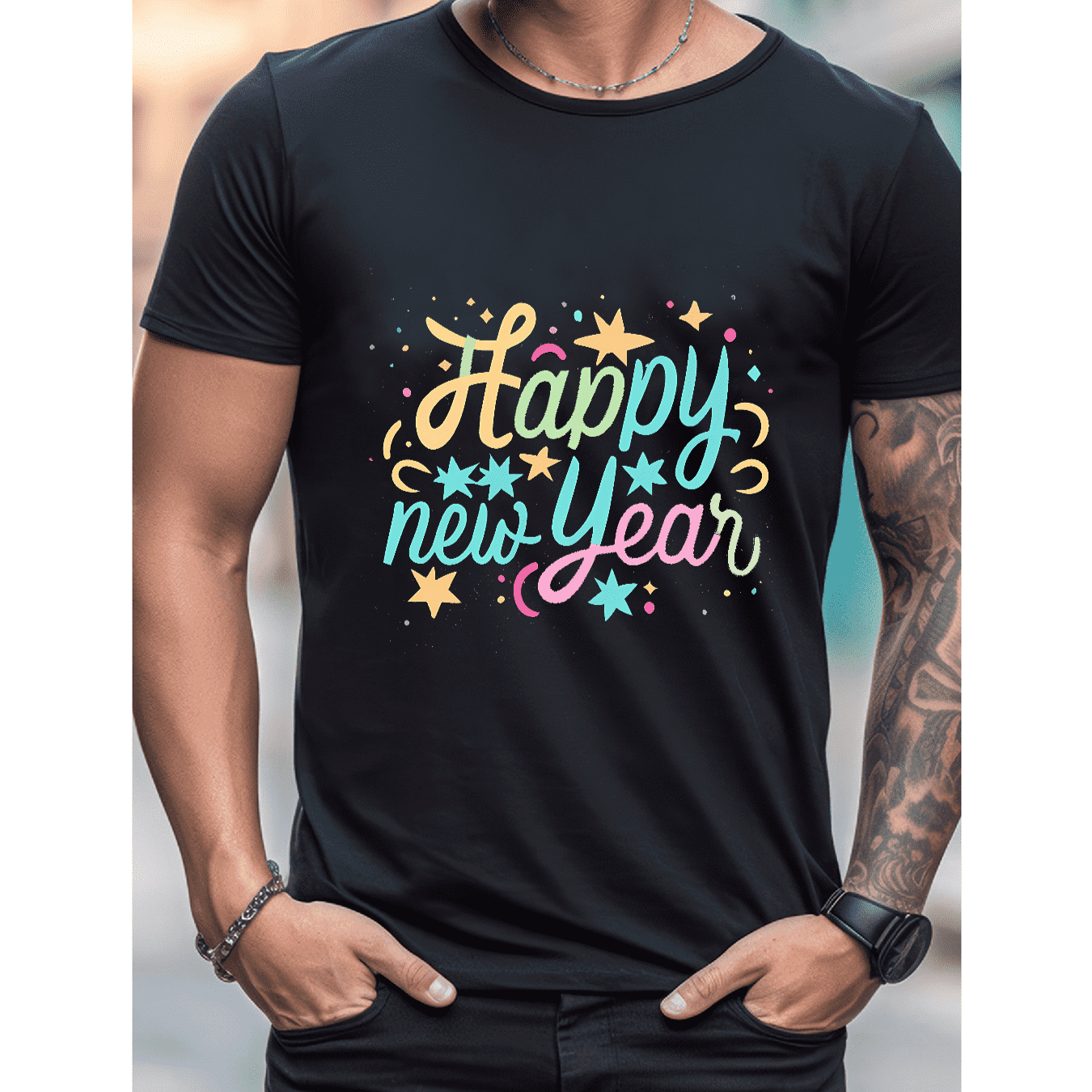 2025 New Year Cotton T-Shirt for Men - Stylish & Comfortable Short Sleeve Tee for All Seasons