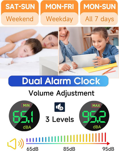 Modern Curved Cute Digital Alarm Clock,Colorful Led Display,Adjustable Volume,Weekday/Weekend Mode,Simple Clock for Bedrooms Bedside,Ok to Wake Up for Girls,Kids,Teens (Pink+Dynamic)