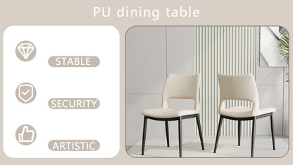 Modern minimalist black PU leather Dining Chairs Set of 2, comfortable backrest design, metal leg support, suitable for restaurants, kitchens, and offices.