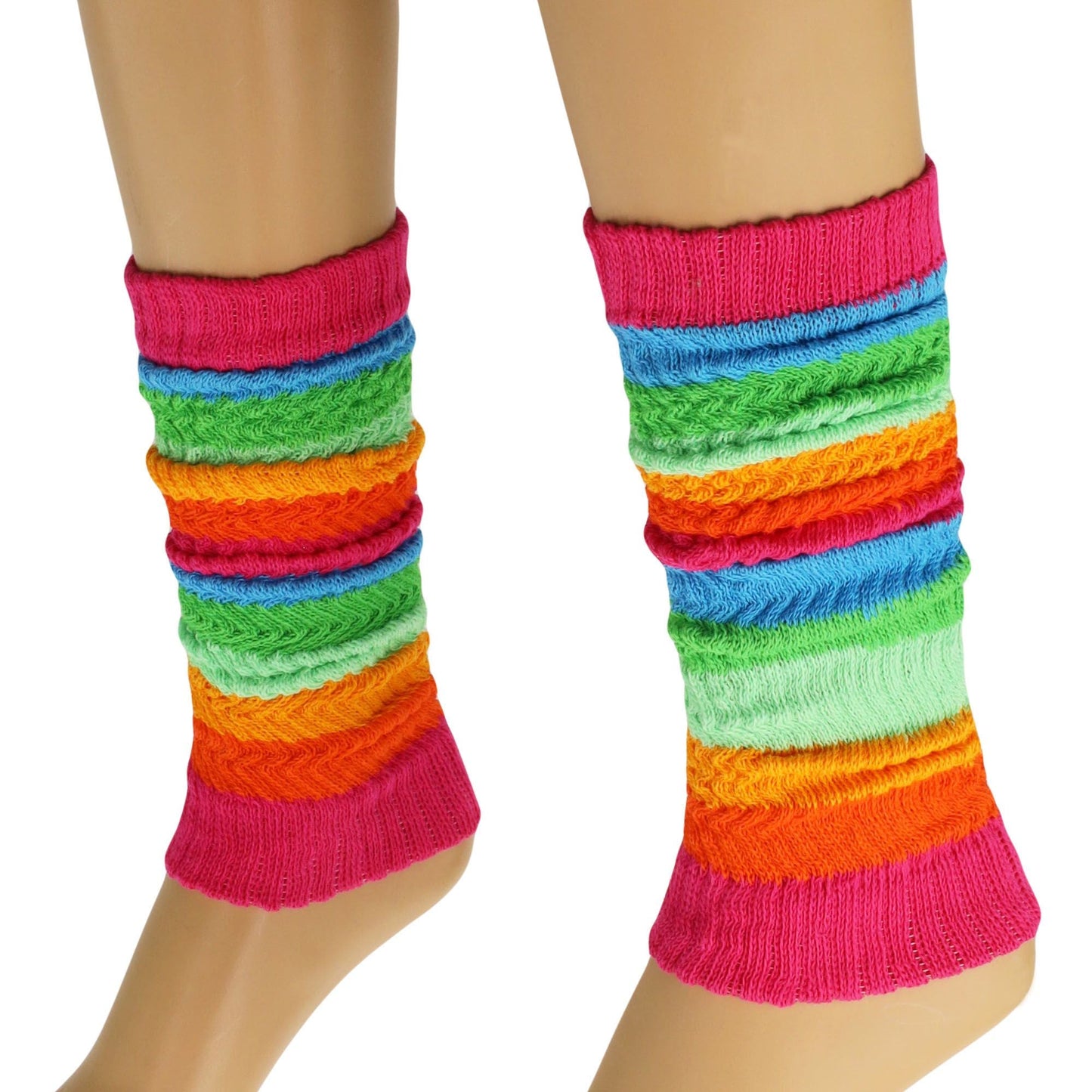 Leg Warmers for Women Colorful Cotton Knitted Leg Warmers 21 Inches 3 Pairs